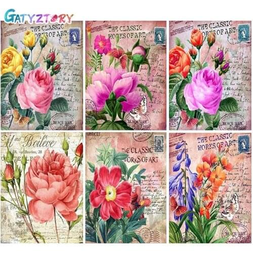 GATYZTORY Paint By Number Flower Picture Oil Painting Art DIY Coloring By Number Door Landscape Kits Modern Wall Artworks