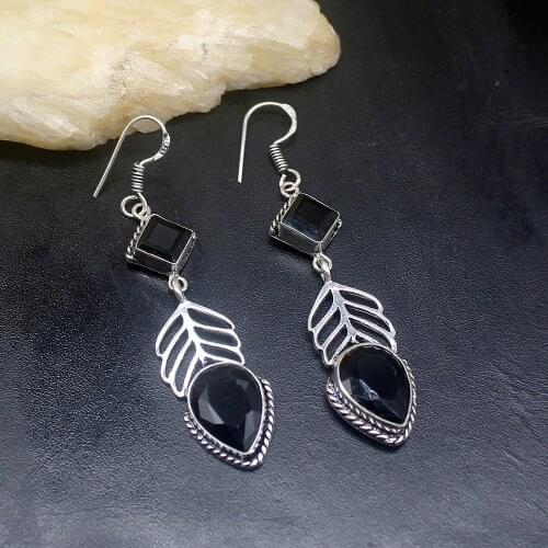 Gemstonefactory Big Promotion Unique 925 Silver Vintage Black Onyx Swan Women Ladies Gifts Dangle Drop Earrings 20212354