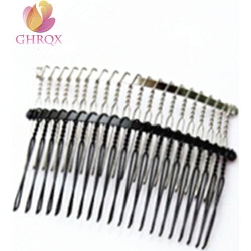 GHRQX 20Teeth Black /Gold /Rhodium Metal Hair Combs DIY Jewelry Accessories Findings & Components 3PCS