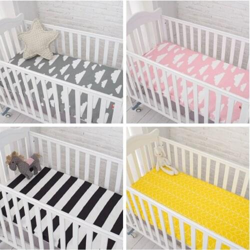 Muslinlife Cotton Baby Fitted Sheet Cartoon Crib Mattress Protector,baby bed sheet for crib size(130*70/120*60/120*65cm)