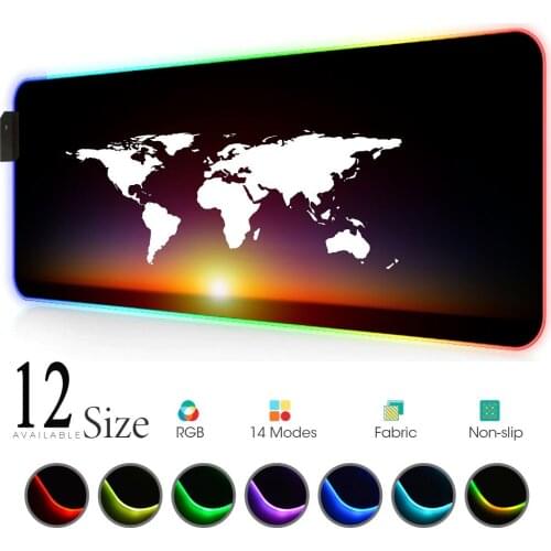 Gaming Mouse Mat Map Rgb Mat Led World Map Mouse Pad Deco Gaming Lights Setup Gamer Decoration Mats for Mouse Pads Mousepad Xl