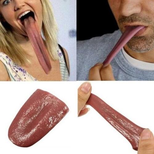 Adults Kids Prank Toys Fake Tongue Halloween Harmless Realistic Magic Trick Joke Horrible Stretchable Tongue Toys Party Props