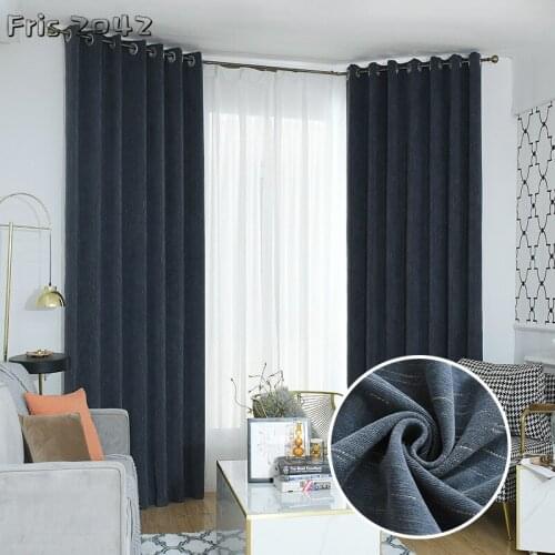 Cashmere Plain Simple Shading Curtain Chenille Finished Custom Curtains for Living Dining Room Bedroom