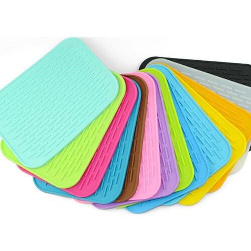 NEW Rectangle Tableware Pad Saucepan Table Heat Insulation Silicone Mat Pad Kitchen Sink Mat For Drying Dishes Cup Coaster