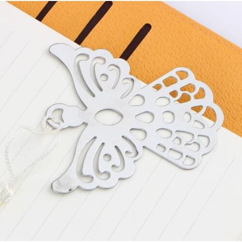 Creative Stationery Wedding Party Gift Metal Bookmark Exquisite Hollow Angel Eagle Bookmark With Tassels LX1029