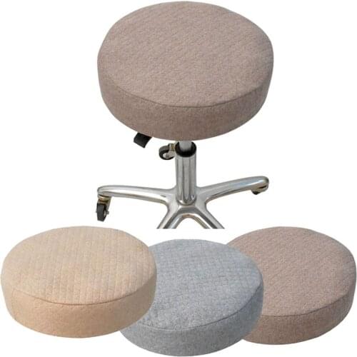 Round Chair Cover Bar Stool Cover Elastic Office Seat Case Cotton Linen Chair Protector for Restaurant Banquet Home Hotel Decor