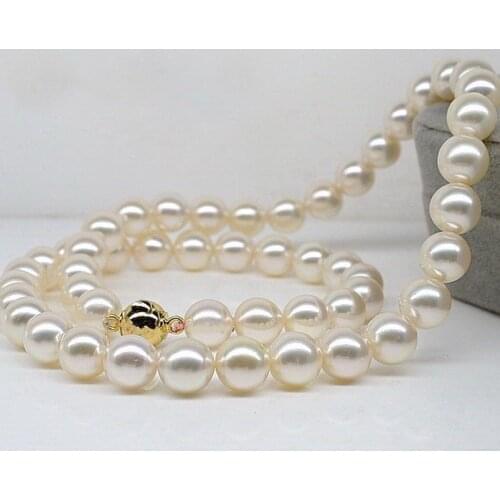 AAAAA 18"10-11mm Natural south sea perfect round WHITE pearl necklace >free shipping