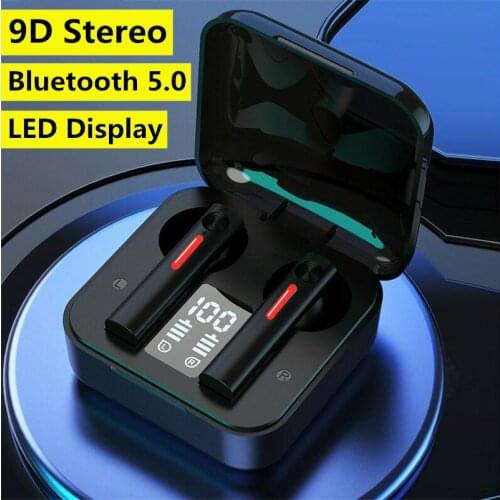 Bluetooth 5.0 Earphone 9D Dual Stereo Wireless Headphone travel drive Earbuds Noise Cancelling Sports Headset With Microphone