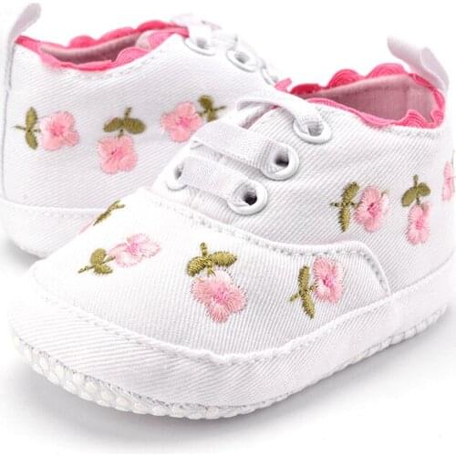 New Baby Shoes Girls Cotton Floral Infant Soft Sole Baby First Walker Toddler Shoes
