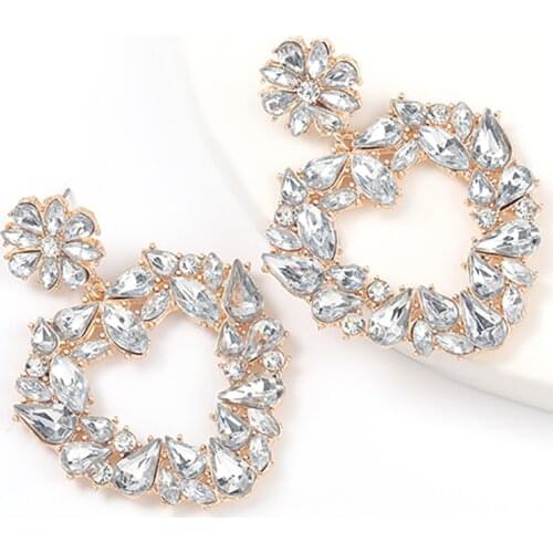 ZHINI New Punk Big Heart Dangle Earrings for Women Simple AAA Zircon Crystal Big Earring Statement Earring Jewelry oorbellen