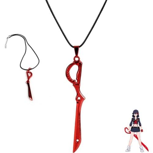 Hot Anime KILL la KILL Choker Necklace Cosplay Matoi Ryuko Mini Metal Red Scissor Blade Weapon Pendant Necklace For Women Men