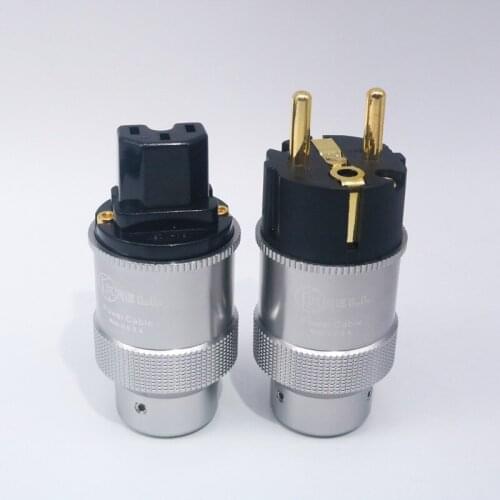 Pair Hi-End Kerell Gold Plated EU Power Plug IEC Audio Connector HiFi Brass Ac Power Cord Plugs For Speaker