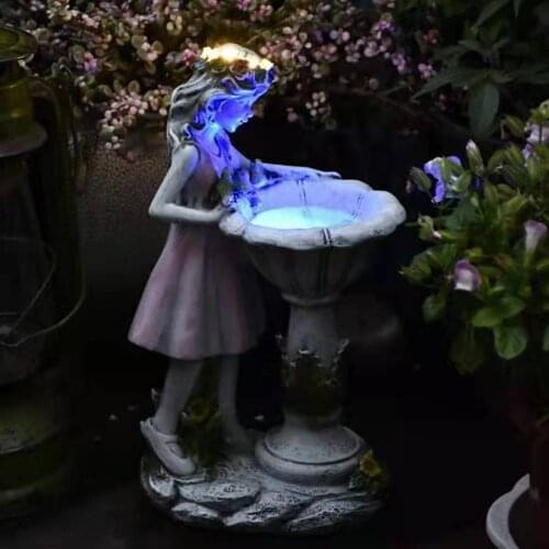 Resin Angel Flower Fairy Figure Sculpture Ornaments Solar Garden Light Home Outdoor Garden Villa Courtyard Micro Landscape Craft