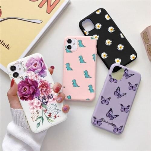 Flower Butterfly Dinosaur for iphone 11 Silicone Case For iPhone 12 11 Pro Max Mini 8 7 6 6S Plus 10 X XR XS MAX SE 2020 Cover