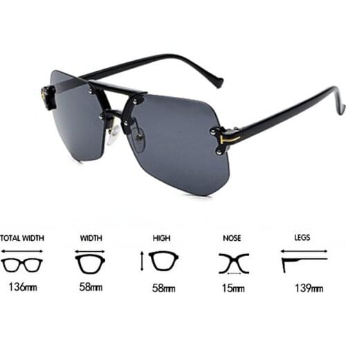 1Pcs Fahsion Rimless Women Sunglasses Men Gray Black Sunglasses UV400 Sun Glasses Driver Goggles