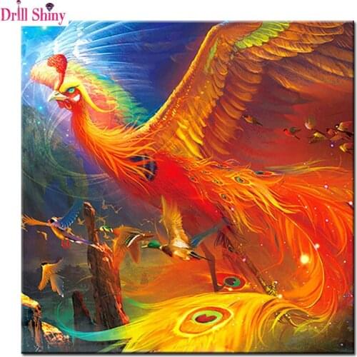 Drill Shiny Diy 5D Diamond Mosaic Animals Phoenix Scenery Diamond Painting Cross Stitch Kits Diamonds Embroidery Home Decoration
