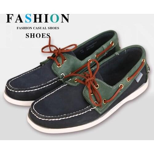 British Classic Boat Shoes Men Lace Up Casual Flats 2020New Genuine Leather Male Driving Shoes Breathable Large Size Moccasin