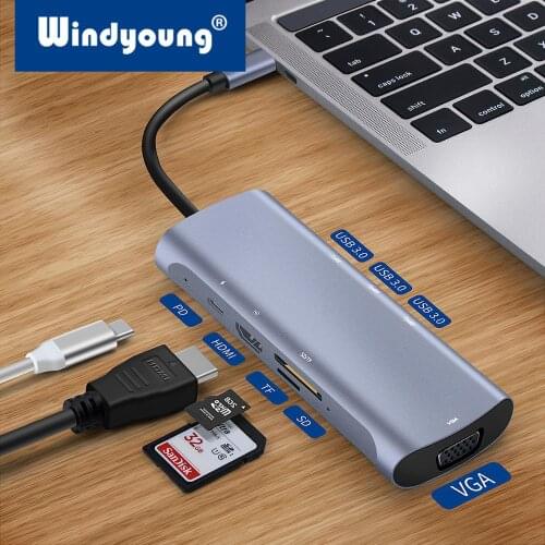 USB HUB C HUB HDMI 4K Adapter 8 in 1 USB C to USB 3.0 Dock Card Reader for MacBook Pro Accessories USB-C Type C 3.1 Splitter USB