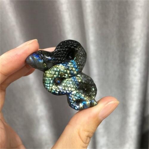High quality natural crystal carving animals gemstones folk crafts healing crystal labradorite snake christmas