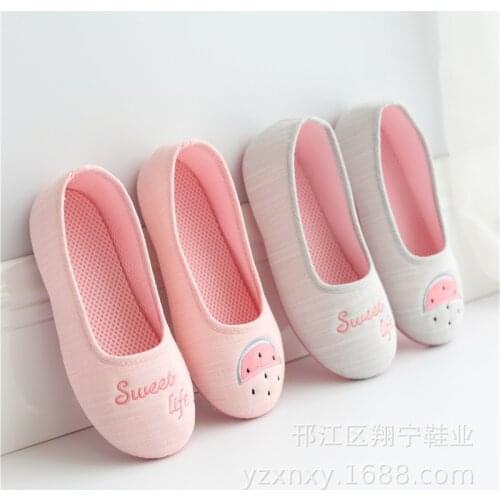 Mntrerm 2021 Cute Cartoon Fruit Pattern Home Women Fur Slippers Ladies Flats Shoes Breathable cotton cloth Slippers Female
