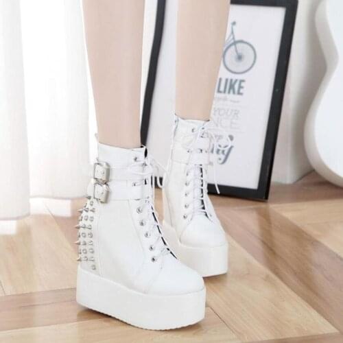 New Brand Design Fashion INS Hot Sale Cool Gothic Cosplay Chunky Platform Wedges Shoes Ankle Boots Women Boots Demonias shoes