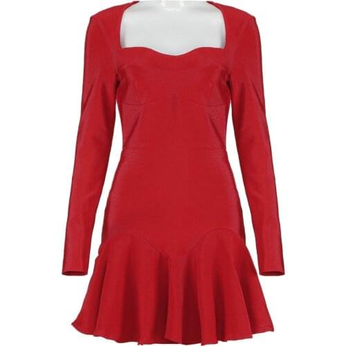 Women Bnadage Dress Long Sleeve Sexy Bodycon Party Club Celebrity Ladies Clothing Autumn Winter Dresses