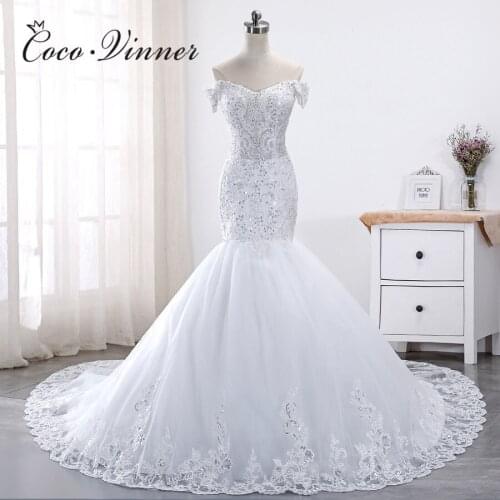 V neck Cap Sleeve Embroidery Mermaid Wedding Dresses Pure White Color Robe De Mariee Bride Dress Mariage Gowns WX0014