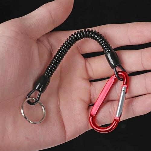 1Pc Anti-lost Phone Keychain Portable Fishing Lanyards Camping Carabiner Spring Elastic Rope For Hiking Camping Secure Lock Tack