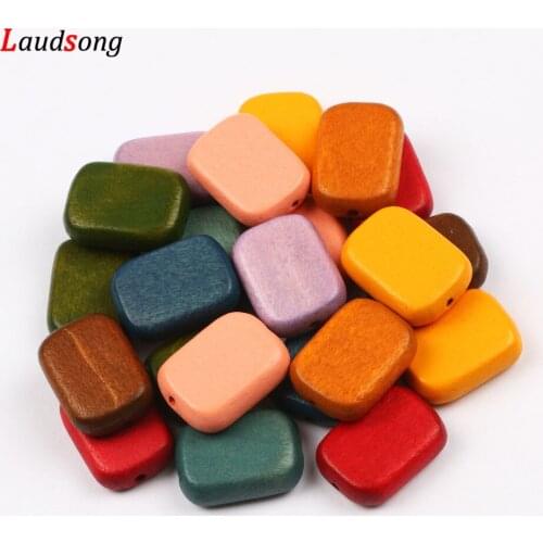 10PCS 18x13MM Rectangular Natural Wood Beads For Jewelry Making Accessories DIY Necklace Loose Spaced Beads Wholesale