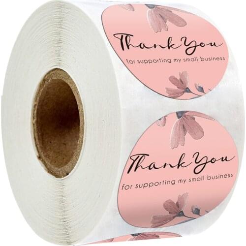 100-500pcs Thank You Sticker Envelope Seal Scrapbook Sticker Pink Heart Cute Round Sticker Stationery Label Stickers