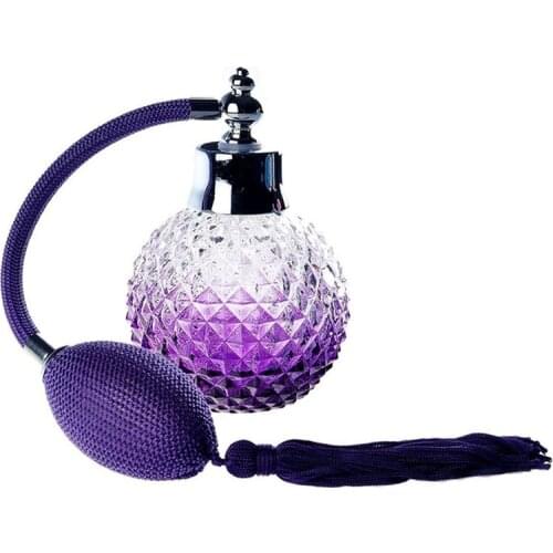 100ML Vintage Crystal Glass Perfume Bottle Spray Atomizer Refillable Purple Pineapple Pattern Design Sprayer
