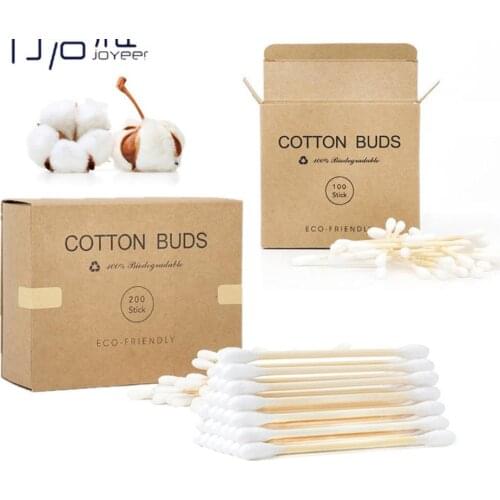 100Pcs Bamboo Cotton Swab Organic White Purification Dust-Free Sterile Cotton Buds Natural Cosmetic Tips Environmental T0214