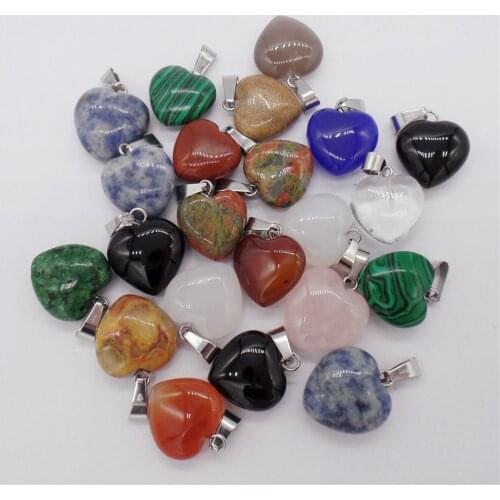 12Pcs 16x7mm Hand-Carved Mix-and-match Materialsm Love Heart Pendant Bead For DIY Jewelry Making Necklace Accessories