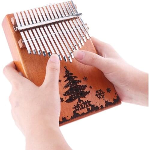 17 Key Kalimba Christmas Tree Sound Hole Single Board Mahogany Thumb Piano Mbira Natural Mini Keyboard Instrument for Gift