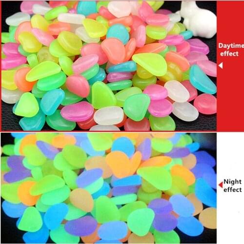 20Pcs Garden Luminous Glowing Stone Pebble Glow Dark Garden Stones Rocks for Walkways Garden Path Fish Tank Decor 10 Colors