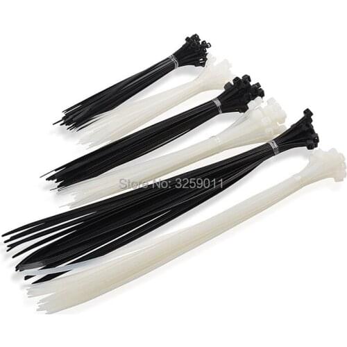 25PCS Industrial Durable Self-Locking Nylon Cable Ties 4*300 300mm white black 10 inch zip tie with push mount