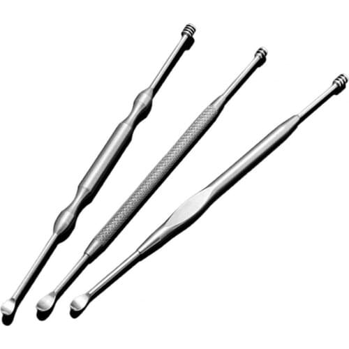 50% Hot Sale Earpick Spoon Double Head 360 Degree Rotation Stainless Steel Portable Spiral Ear Cleaning Remover for Adult