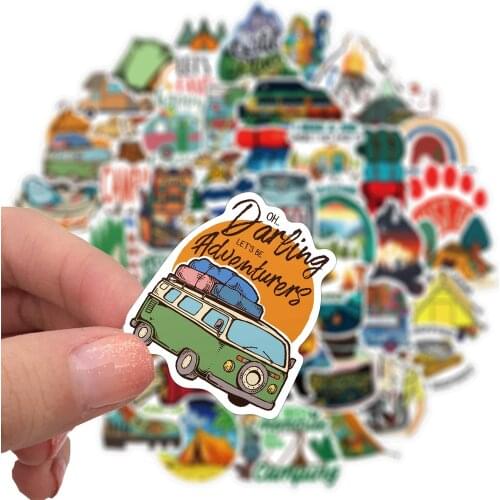 50pcs Wilderness Adventure Landscape Waterproof Decal Sticker Outdoor Camping Travel Stickers To Suitcase Laptop Motor Car Decal