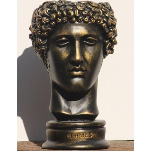 Antique Hermes Head Concrete Handmade Effigy of Flower Pot