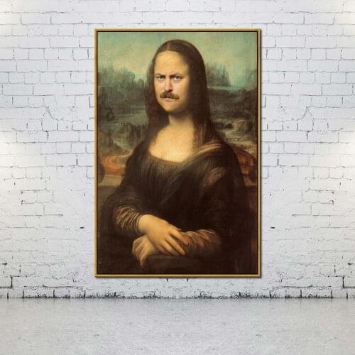 Artcozy Oil Canvas Painting ron swanson mona lisa For Home Decoration Wall Art
