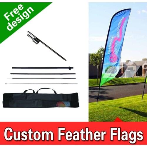 Free Design Free Shipping Double Sided In-ground Spike Feather Banners Flag Signs Advertising Feather Flag Blade Flag