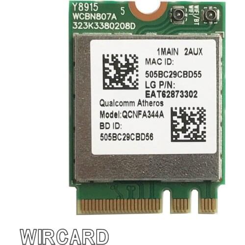 WIRCARD Wireless Adapter Card for Wireless AC Wi-Fi QCNFA344A NFA344A Dual Band+BT4.1 bluetooth 4.1 NGFF Card