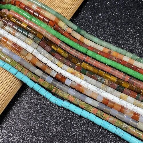 Natural Stone Agates Quartzs Beads Cylindrical Shape Crystal Loose Beads For Jewelry Making DIY Necklace Bracelet Accessories