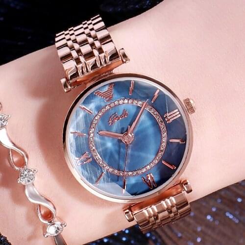 GEDI New Fashion Casual Womens Steel Belt Watch Simple Light Extravagant Watch Female Personality Quartz Diamond Watch Dropship