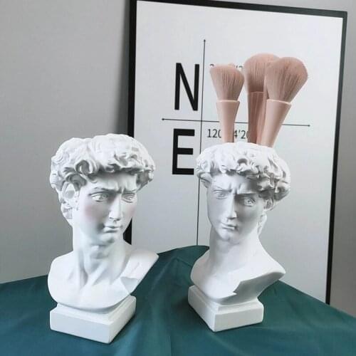 David Vase 16Cm Resin Flower Pot Northern Europe Sculpture Creative Pen Makeup Brush Holder Storage Box Fo Home Craft Decoration