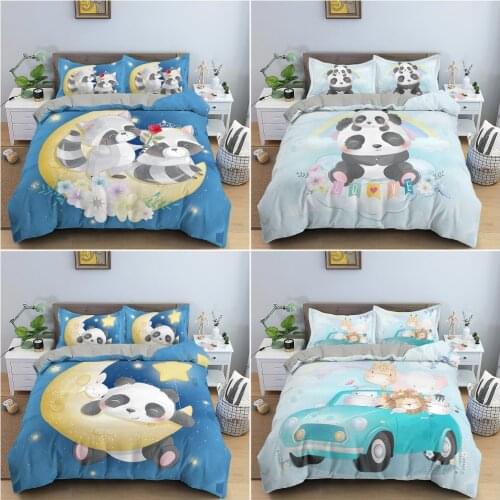 Kids Bedding Set Cartoon Animal Duvet Cover Set Boys Girls Comforter Cover Cute Animal Theme Quilt Cover Bedroom Decor