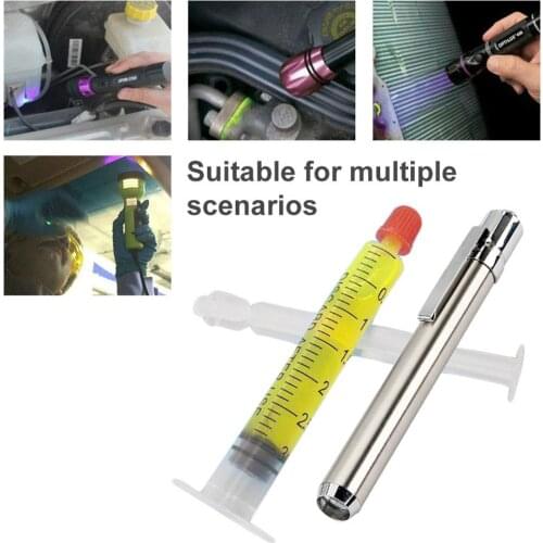 Car A/C Pipeline Repair Fluorescence Oil, 365nm UV Waterproof Led Flashlight Torch With Fluorescent Leak Detection Test Dye