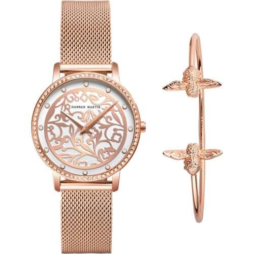 Franch Design Japan Quartz Waterproof Sculpture Emboss White Flower A Set Fine Bracelet Lady Fashion Casual Watches For Women