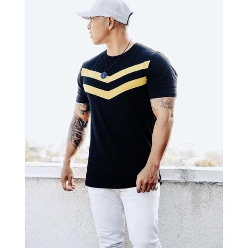 New Quick dry T-shirt Men Running Sport Skinny Short Tee Shirt Male Gyms Fitness Bodybuilding Workout Black Tops Clothing