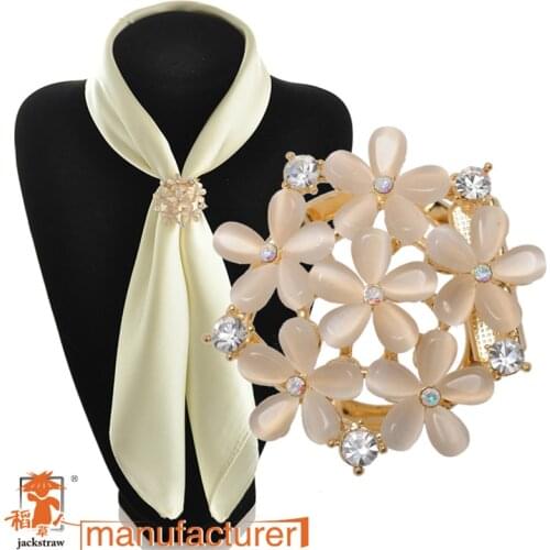 Rhinestone Imitation cats eye stone brooch dual purpose scarf clip for women, 2018 fashion scarf jewelry Scarf Buckle
